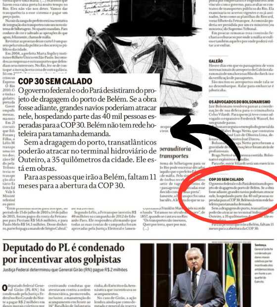 Belém, Outeiro, COP-30, Elio Gaspari e o calado da discórdia.