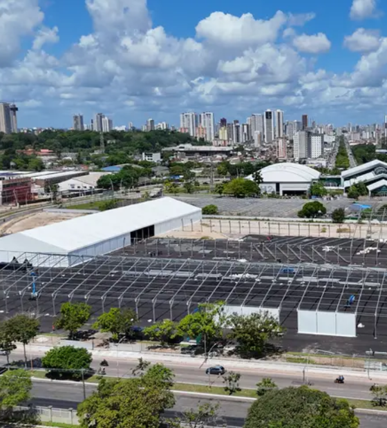 COP30 à vista: Blue Zone, principal estrutura da conferência, começa a ser montada.