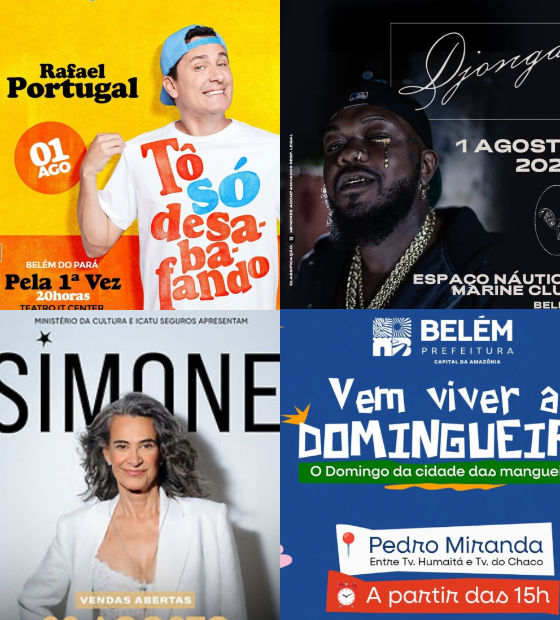 Agenda Cultural O Amazônico: stand up, muitos shows, programação cultural e muito mais neste final de semana em Belém.