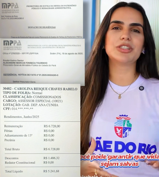 Escândalos em Mãe do Rio: denúncia feita ao MPPA afirma que 1ª dama seria “fantasma” na Alepa.