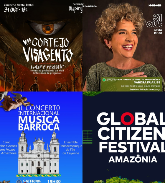 Agenda Cultural O Amazônico: visagens, shows gratuitos, festivais e muito mais neste final de semana em Belém.
