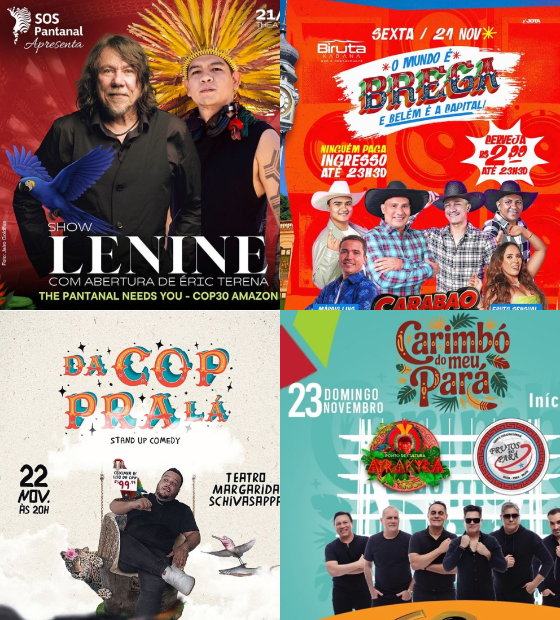 Agenda Cultural O Amazônico: shows, stand up e música paraense neste final de semana em Belém.