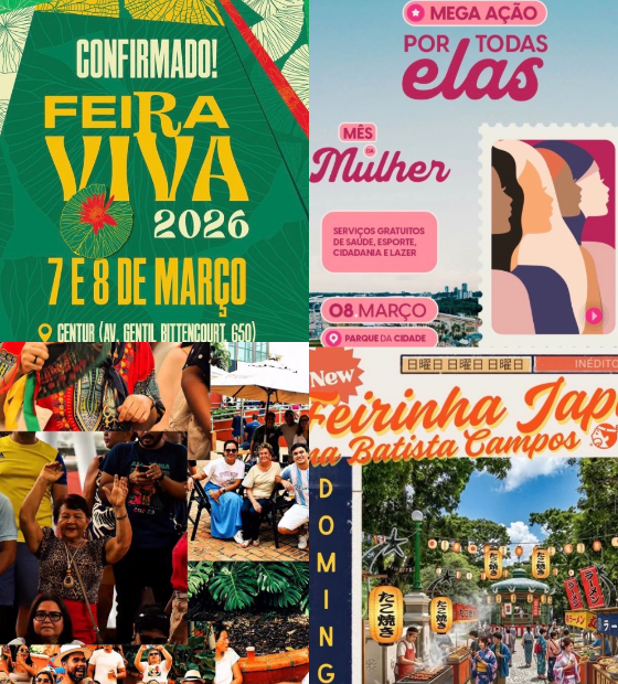 Agenda Cultural O Amazônico: programação para o Dia da Mulher, feirinhas, shows e muito mais neste final de semana em Belém.