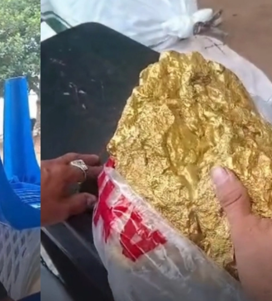 Pepita de ouro gigante viraliza nas redes e seguidores apontam que é falsa